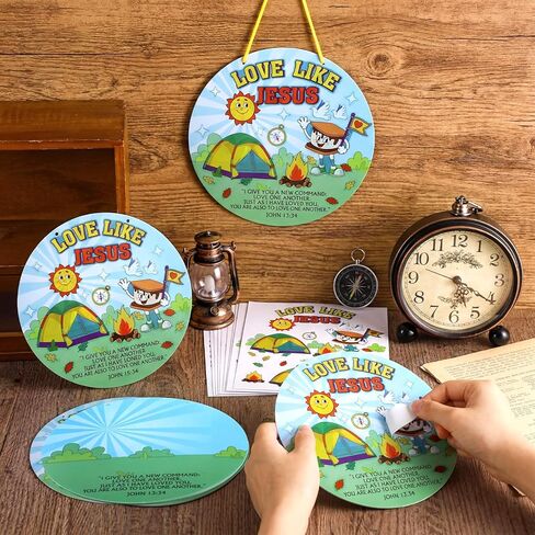 Motipuns 24 مجموعة VBS Camp Crafts مدرسة الأحد مجموعة الحرف المسيحية لقضاء العطلات ومدرسة الكتاب المقدس DIY الحب الديني مثل يسوع ديكور معلق VBS الفصول الدراسية لوازم أنشطة الكنيسة in Kuwait