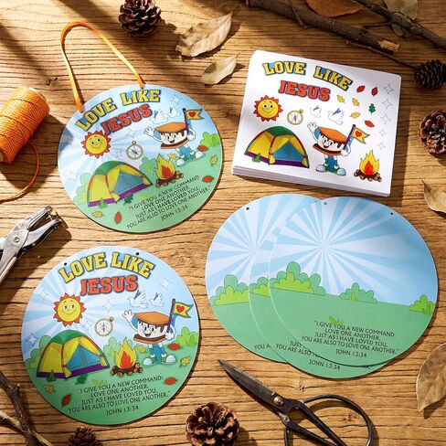 Motipuns 24 مجموعة VBS Camp Crafts مدرسة الأحد مجموعة الحرف المسيحية لقضاء العطلات ومدرسة الكتاب المقدس DIY الحب الديني مثل يسوع ديكور معلق VBS الفصول الدراسية لوازم أنشطة الكنيسة in Kuwait