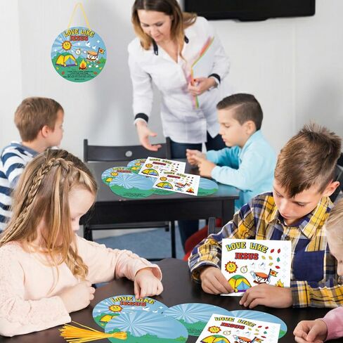 Motipuns 24 مجموعة VBS Camp Crafts مدرسة الأحد مجموعة الحرف المسيحية لقضاء العطلات ومدرسة الكتاب المقدس DIY الحب الديني مثل يسوع ديكور معلق VBS الفصول الدراسية لوازم أنشطة الكنيسة in Kuwait