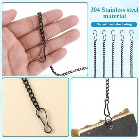 10Pcs Stained Glass Chains 20" Black Hanging Chains Craft Chain for Suncatcher Chain and Hooks Decorative Metal Chainn to Hang Picture Frame Sun Catcher Plants Art Crafts Window, Light Weight in Kuwait