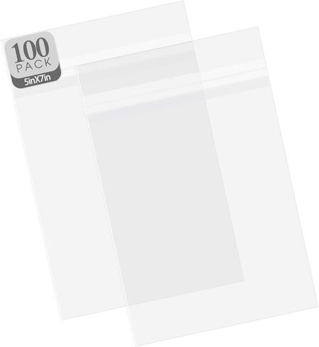 Golden State Art, Pack of 100, Acid-Free 5 1/4 X 7 1/8 inches Crystal Clear Sleeves Storage Bags for 5x7 Photo Framing Mats Mattes in Kuwait