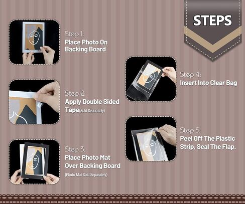 Golden State Art, Pack of 100, Acid-Free 5 1/4 X 7 1/8 inches Crystal Clear Sleeves Storage Bags for 5x7 Photo Framing Mats Mattes in Kuwait