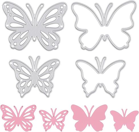 Butterflies Die Cut 4Pcs Large Butterfly Dies for Card Making Metal Butterfly Dies for DIY Embossing Card Making Scrapbooking, Silver in Saudi Arabia
