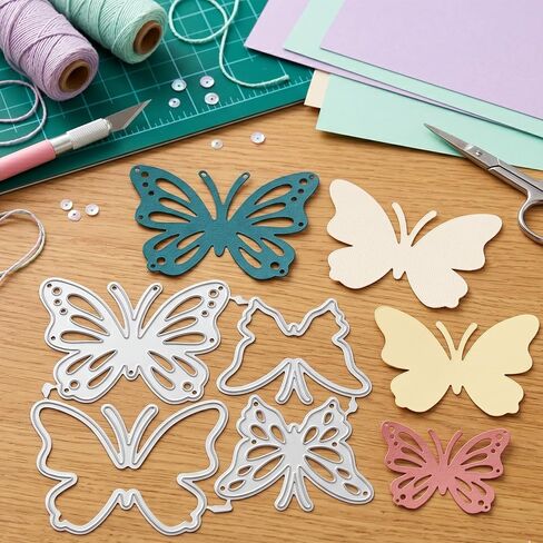 Butterflies Die Cut 4Pcs Large Butterfly Dies for Card Making Metal Butterfly Dies for DIY Embossing Card Making Scrapbooking, Silver in Saudi Arabia