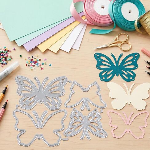 Butterflies Die Cut 4Pcs Large Butterfly Dies for Card Making Metal Butterfly Dies for DIY Embossing Card Making Scrapbooking, Silver in Saudi Arabia