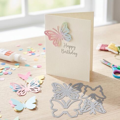 Butterflies Die Cut 4Pcs Large Butterfly Dies for Card Making Metal Butterfly Dies for DIY Embossing Card Making Scrapbooking, Silver in Saudi Arabia