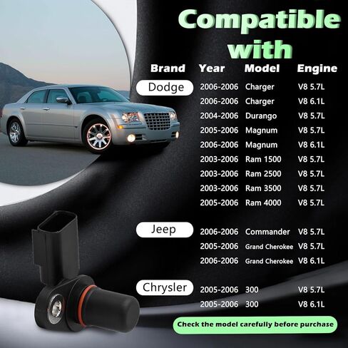 محرك كرنك العمود المرفقي موقف الاستشعار V8 5.7L متوافق مع كرايسلر لدودج صالح لجيب 300 شاحن قائد دورانجو جراند شيروكي ماغنوم رام 1500 2500 3500 03-06 يستبدل 56028373AB PC484 in Kuwait
