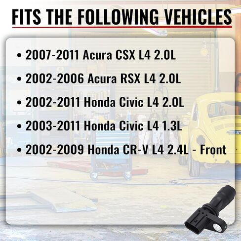 Engine Crankshaft Position Sensor Compatible with2002-2011 Honda Civic， 2002-2009 Honda CR-V， 2007-2011 Acura CSX， 2002-2006 Acura RSX， Front， 1.3L 2.0L 2.4L, Replace# 37500PNA003 in Kuwait