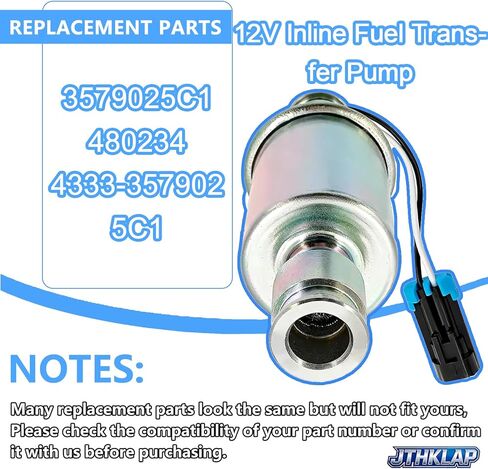3579025C1 12V Inline Fuel Transfer Pump Compatible with 2000-2003 Navistar International DT466E DT530E HEUI Engine - 4000 7000 8000 Prostar Models Replace 480234 4333-3579025C1 in Saudi Arabia