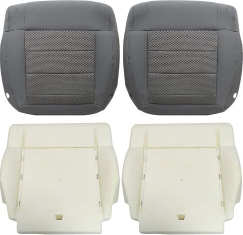 NLQR E5DD Gray Cloth Driver and Passenger Side Bottom Replacement Seat Covers & Foam Cushions Compatible with Jeep Wrangler 2008 2009 2010 in Kuwait