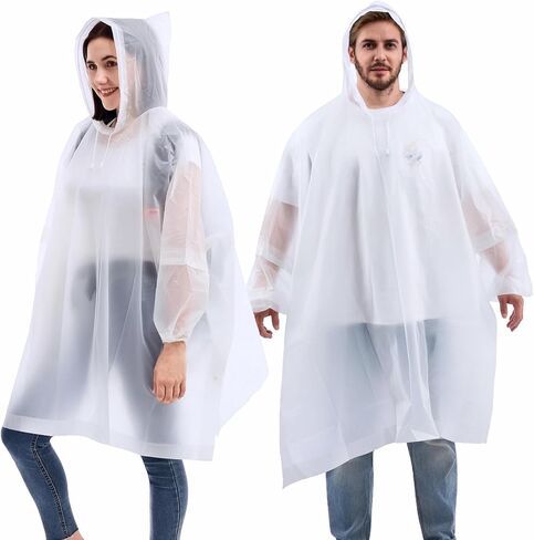 DZTSMART Rain Ponchos with sleeves for Adults, with hood,2 Packs,Waterproof women raincoat,Reusable theme park outfits in Saudi Arabia