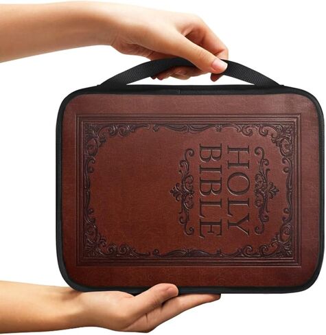 Holy Bible Print Bible Cover,Brown Bible Carrying Church Bag with Handle for Women Men in Saudi Arabia