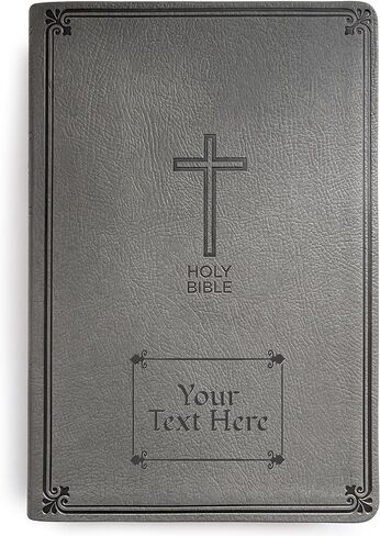 Personalized NKJV Value Thinline Large Print Bible, Custom Name Text & Design, New King James Version, Red Letter, Baptism Confirmation, Graduation, Wedding Gift, Charcoal in Saudi Arabia