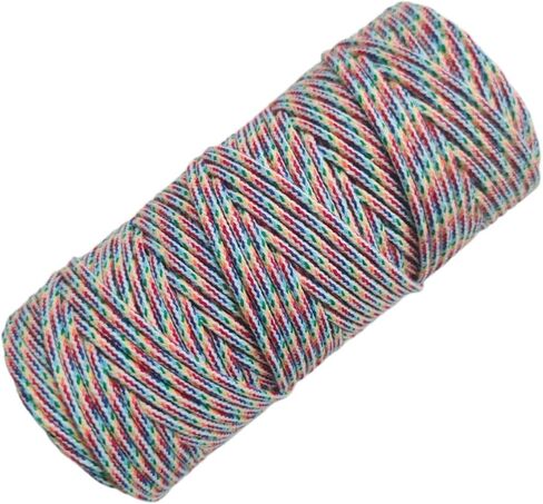 Natural Macrame Cord 3mm x 109yards, Colored Macrame Multi-Strand Twisted Cotton Rope Yarn, Colorful Core Cotton Craft Cord for Wall Hanging, Plant Hangers, Crafts, Knitting(Mixed Colors) in Kuwait