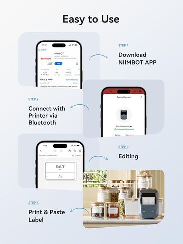 NIIMBOT B1 Label Maker with 4 50x30mm Roll Labels for for Small Business,Office,Home,School in Kuwait