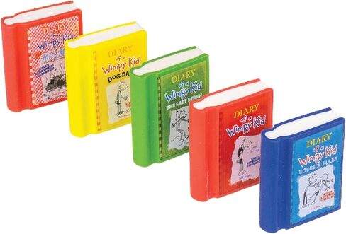 ممحاة كتب ريموند جيديس يوميات طفل ويمبي - حزمة من 48 - لوازم مدرسية صغيرة مبتكرة للأطفال والفصول الدراسية ومفضلات الحفلات in Kuwait