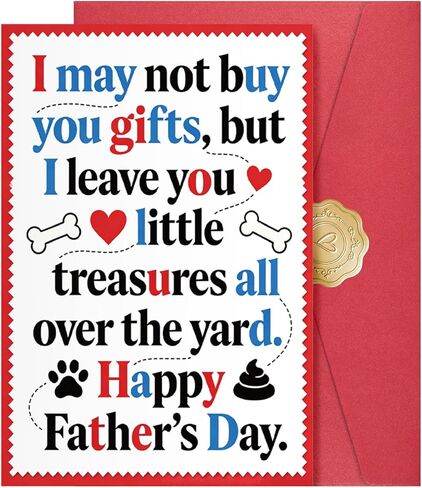 JWSCYSY Cute Dog Dad Fathers Day Card, Funny Father's Day Card Gift from Dog, Gifts for Men Husband, 5.3x8 Folded with Envelope & Sticker Happy Fathers Day Decorations. in Kuwait