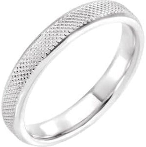 Jewels By Lux Continuum Sterling Silver Beveled-Edge Knurled Comfort-Fit Half Round Band in Saudi Arabia