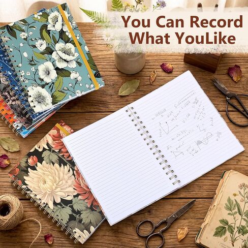 Resurhang 6 Pack Spiral Notebook A5 Hardcover Lined Journal for Women with 2 Pockets Vintage Floral Spiral Journal College Ruled Notebooks 160 Pages & 80 Sheets for Work School Office(Vintage Floral) in Kuwait