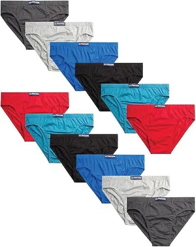 U.S. Polo Assn. Mens Bikini Underwear - 12 Pack Cotton Blend String Classic Stretch Mens Brief with Contour Pouch in Saudi Arabia