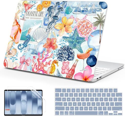 B BELK Compatible with MacBook Neo Case 13 inch 2026, Pattern Plastic Protective Hard Shell Laptop Case+Keyboard Cover+Screen Protector for New MacBook Neo 13 inch A3404(A18 Pro Chip), Blue Coast in Saudi Arabia