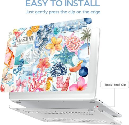 B BELK Compatible with MacBook Neo Case 13 inch 2026, Pattern Plastic Protective Hard Shell Laptop Case+Keyboard Cover+Screen Protector for New MacBook Neo 13 inch A3404(A18 Pro Chip), Blue Coast in Saudi Arabia