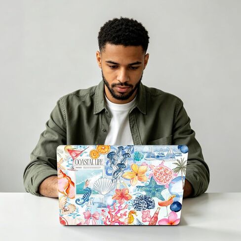 B BELK Compatible with MacBook Neo Case 13 inch 2026, Pattern Plastic Protective Hard Shell Laptop Case+Keyboard Cover+Screen Protector for New MacBook Neo 13 inch A3404(A18 Pro Chip), Blue Coast in Saudi Arabia