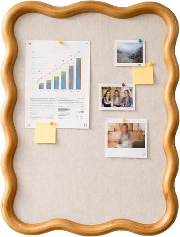 Wavy Linen Cork Memo Board, 17.7" x 23.6", Wood Frame, Decorative Pin Display Bulletin Boards for Walls, Home Office Kitchen (Natural) in Saudi Arabia