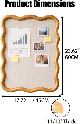 Wavy Linen Cork Memo Board, 17.7" x 23.6", Wood Frame, Decorative Pin Display Bulletin Boards for Walls, Home Office Kitchen (Natural) in Saudi Arabia