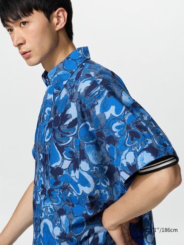 Uniqlo Oxford Oversized Shirt | Short Sleeve | Printed in Kuwait