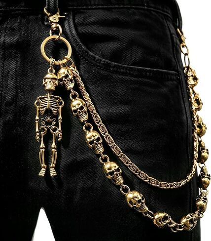 Skull Wallet Chain for Men – Gothic Punk Biker Jean Chain, Heavy Metal Pants Keychain, Belt & Wallet Accessory in Saudi Arabia