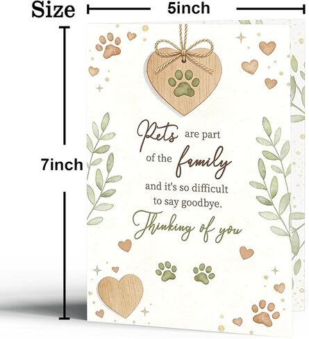 Pet Sympathy Card, Pet Loss Card for Dog Cat, Dog Sympathy Card, Thinking of You Condolence Card, Loss of Pet Card for Friend Family Coworker, Pet Memorial Card in Saudi Arabia