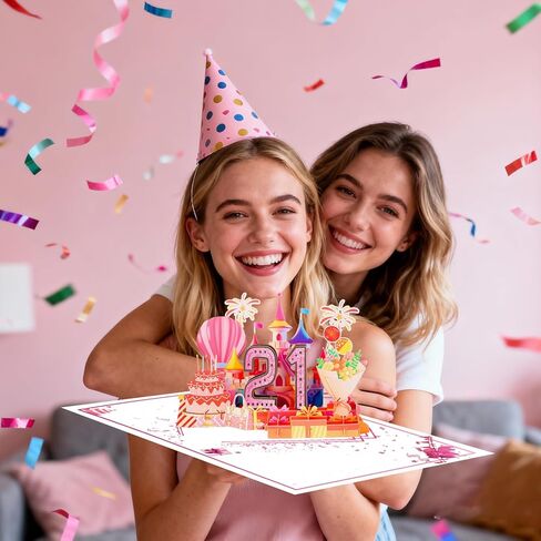 بطاقة عيد ميلاد 21، ثلاثية الأبعاد منبثقة زينة عيد ميلاد مضحكة 21 للفتيات أخت حفيدة، هدية عيد ميلاد سعيدة تبلغ من العمر 21 عامًا لابنتها، فكرة رائعة للهدايا عمرها 21 عامًا لها، جمبو روز جلود في عام 2005 in Kuwait
