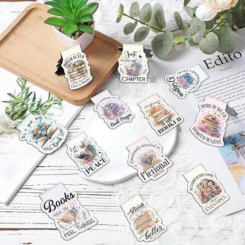 Funny Bookish Magnetic Bookmarks - 24 Pcs Read Books Flowers Magnet Book Marks Bulk Page Markers Clips for Reading Women Kids Lovers Students Teachers School Office Supplies Birthday Gifts in Kuwait