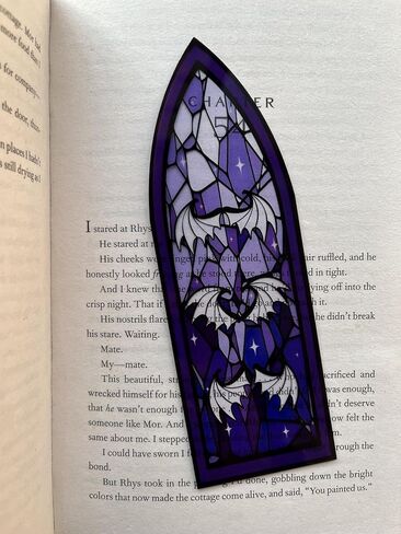 Stained Glass Style Acrylic Bookmarks Set of 2 Fantasy Inspired Transparent Bookmarks Featuring Blood Moon Castle and Shadowwing Designs in Saudi Arabia
