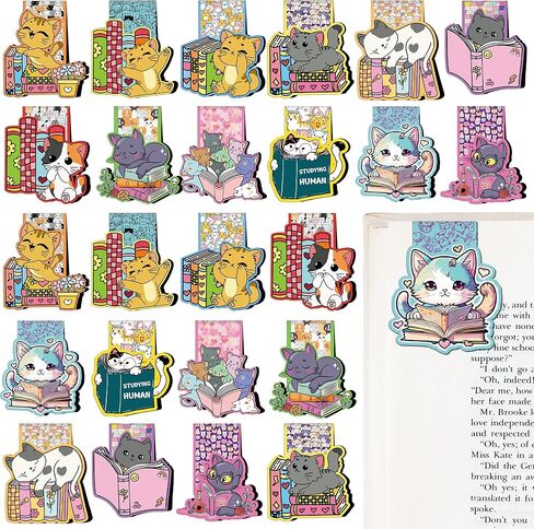 Funny Bookish Magnetic Bookmarks - 24 Pcs Read Books Flowers Magnet Book Marks Bulk Page Markers Clips for Reading Women Kids Lovers Students Teachers School Office Supplies Birthday Gifts in Kuwait