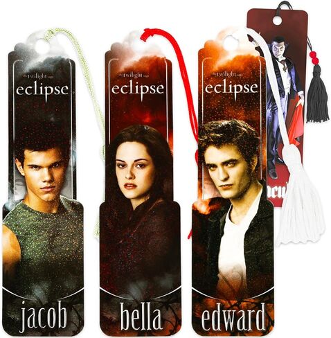Twilight Bookmark Set - Bundle with 3 Bookmarks Featuring Edward, Bella, and Jacob | Twilight School Supplies for Boys Girls Kids in Kuwait