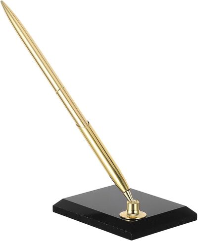 COHEALI Guest Sign-in Pen Set with Black Acrylic Rectangular Base and Gold Metal Ballpoint, Desktop Signature Pen for Business Counters and Wedding Guest Books in Kuwait