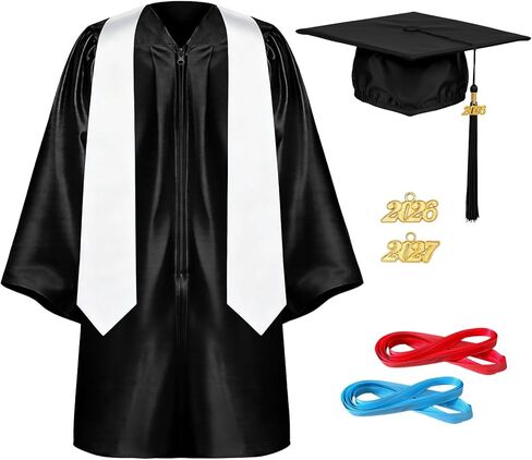 Unisex Shiny Kindergarten Graduation Cap and Gown Set with Tassel, Stole and 2026 & 2027 Charm, for Kindergarten Graduation Boys and Kids Preschool (Pink-1Set, 27) in Saudi Arabia