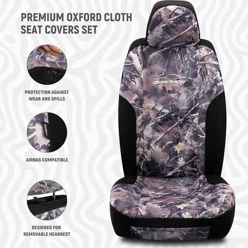 CAROMOP Premium Camo Front Seat Covers – Waterproof Wear Resistant Neoprene & Oxford Fabric, Airbag Compatible, Universal Fit for Cars, Vans, Trucks & SUV in Saudi Arabia