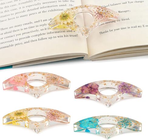 4 Pcs Thumb Book Page Holder Dried Flower Resin BookPage Holders for Reading, Finger Ring Opener Bookmark Thumb Page Opener Holder Book Accessories for Reading Lovers in Saudi Arabia