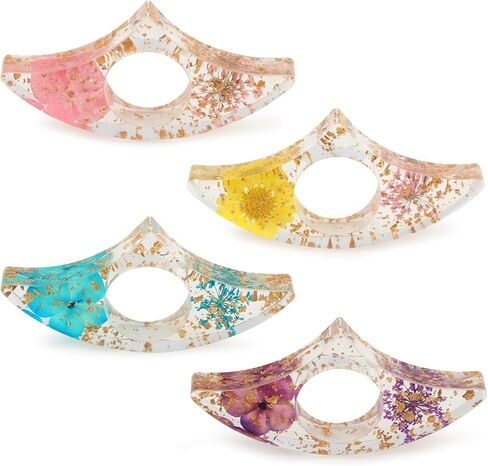 4 Pcs Thumb Book Page Holder Dried Flower Resin BookPage Holders for Reading, Finger Ring Opener Bookmark Thumb Page Opener Holder Book Accessories for Reading Lovers in Saudi Arabia