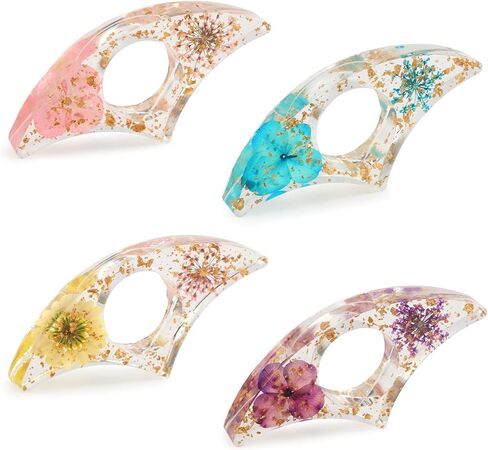 4 Pcs Thumb Book Page Holder Dried Flower Resin BookPage Holders for Reading, Finger Ring Opener Bookmark Thumb Page Opener Holder Book Accessories for Reading Lovers in Saudi Arabia