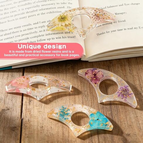 4 Pcs Thumb Book Page Holder Dried Flower Resin BookPage Holders for Reading, Finger Ring Opener Bookmark Thumb Page Opener Holder Book Accessories for Reading Lovers in Saudi Arabia