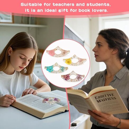 4 Pcs Thumb Book Page Holder Dried Flower Resin BookPage Holders for Reading, Finger Ring Opener Bookmark Thumb Page Opener Holder Book Accessories for Reading Lovers in Saudi Arabia