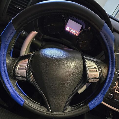 غطاء عجلة القيادة الداخلي بنمط ألياف الكربون متوافق مع Nissan Altima 2013 2014 2015 2016 2017 2018، Nissan X-Trail 2014-2016، Nissan Terra 2018، Nissan Rogue 2014-2016 (أسود PC) in Kuwait