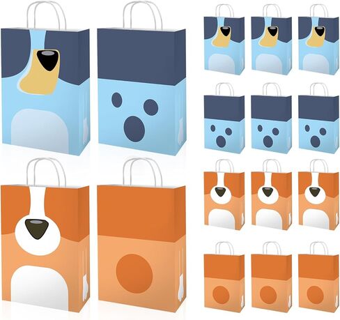 OU RUI 12Pcs Blue Dog Birthday Party Gift Bag Favors Cookie Chocolate Candy Snack Bags Dog Theme Party Carry Bag in Kuwait
