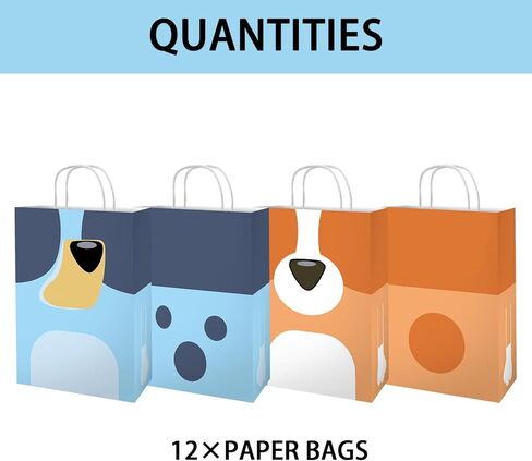 OU RUI 12Pcs Blue Dog Birthday Party Gift Bag Favors Cookie Chocolate Candy Snack Bags Dog Theme Party Carry Bag in Kuwait