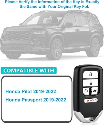 Smart Key Fob for Honda Pilot 2019-2022, Alliskeys Proximity Key Fob Replacement for Honda Passport 2019-2022 KR5V44 KR5T44 72147-TG7-A61 A3C0486420000 in Kuwait