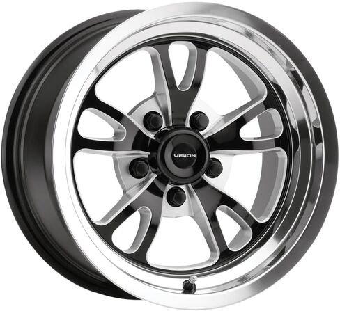 عجلة Vision 149 PATRIOT المخصصة - 15x10، 0 إزاحة، نمط مسمار 5x120.65، محور 83.1 ملم - أسود لامع مع حافة بأضلاع مطحونة in Kuwait